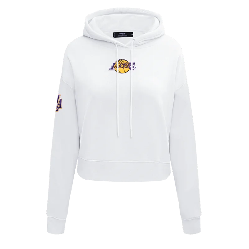 NBA LOS ANGELES LAKERS CLASSIC WOMEN'S CROPPED PO HOODIE (WHITE)