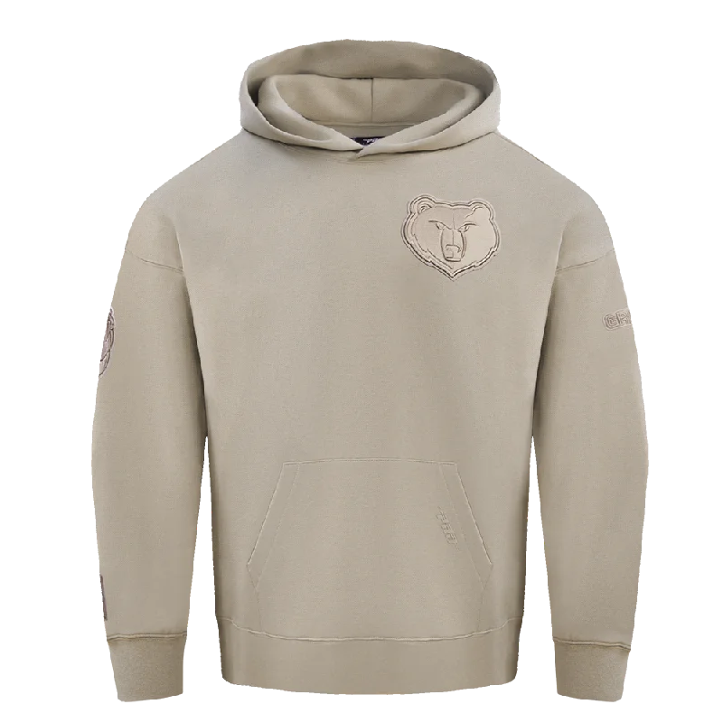 NBA MEMPHIS GRIZZLIES NEUTRAL DROP SHOULDER FLC PO HOODIE (TAUPE)