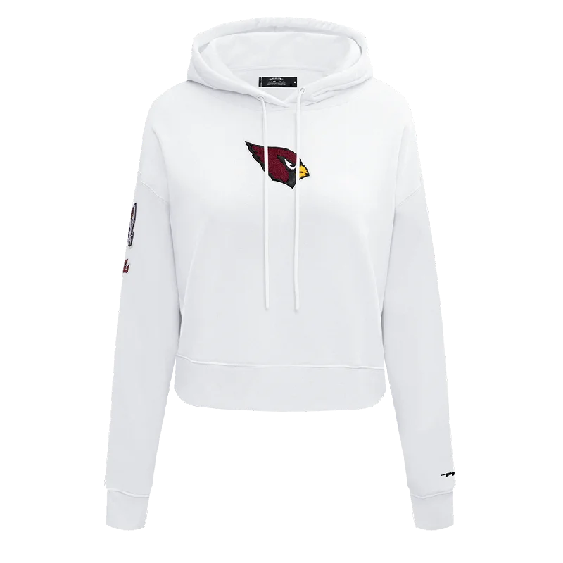 NFL ARIZONA CARDINALS CLASSIC WOMEN'S CROPPED FLC PO HOODIE (WHITE)