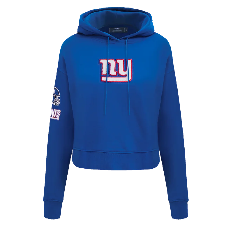 NFL NEW YORK GIANTS WOMEN'S CROPPED FLEECE HOODIE (DODGER BLUE)