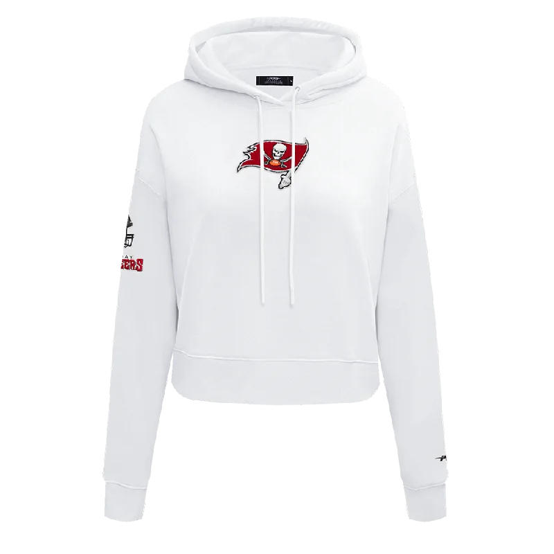 NFL TAMPA BAY BUCCANEERS CLASSIC WOMEN'S FLC CROPPED PO HOODIE (WHITE)