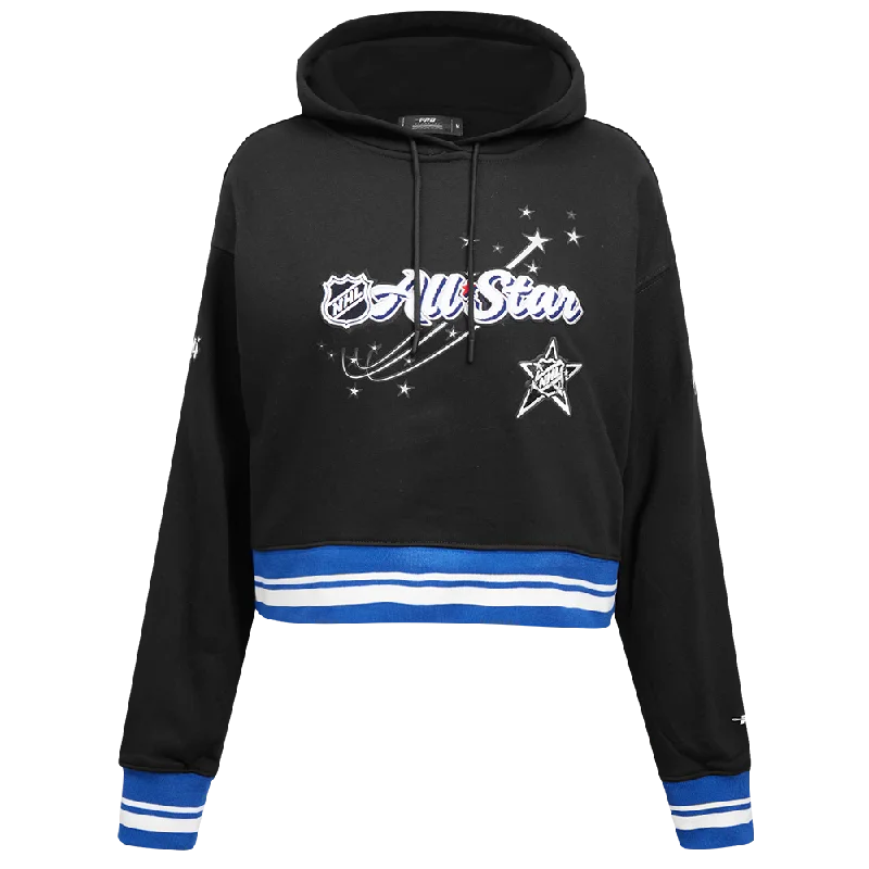 NHL ALL STAR 2024 WOMEN'S RIB FLC CROPPED PO HOODIE (BLACK/DODGER BLUE)