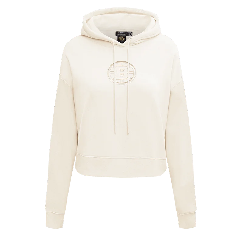 NHL BOSTON BRUINS NEUTRAL WOMEN'S CROPPED PO HOODIE (EGGSHELL)