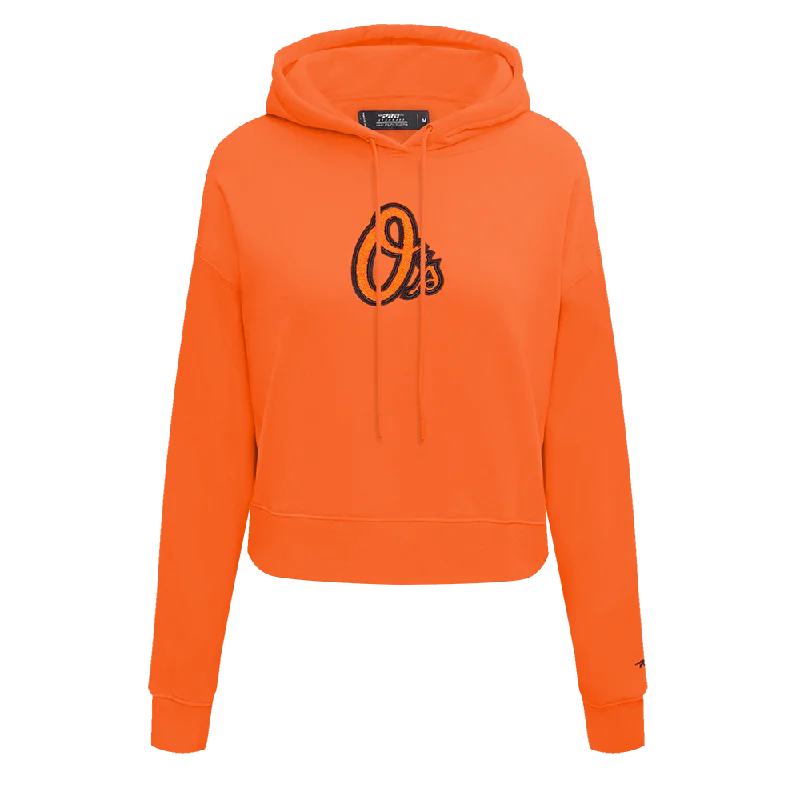 MLB BALTIMORE ORIOLES CLASSIC WOMEN'S FLC CROPPED PO HOODIE (ORANGE)