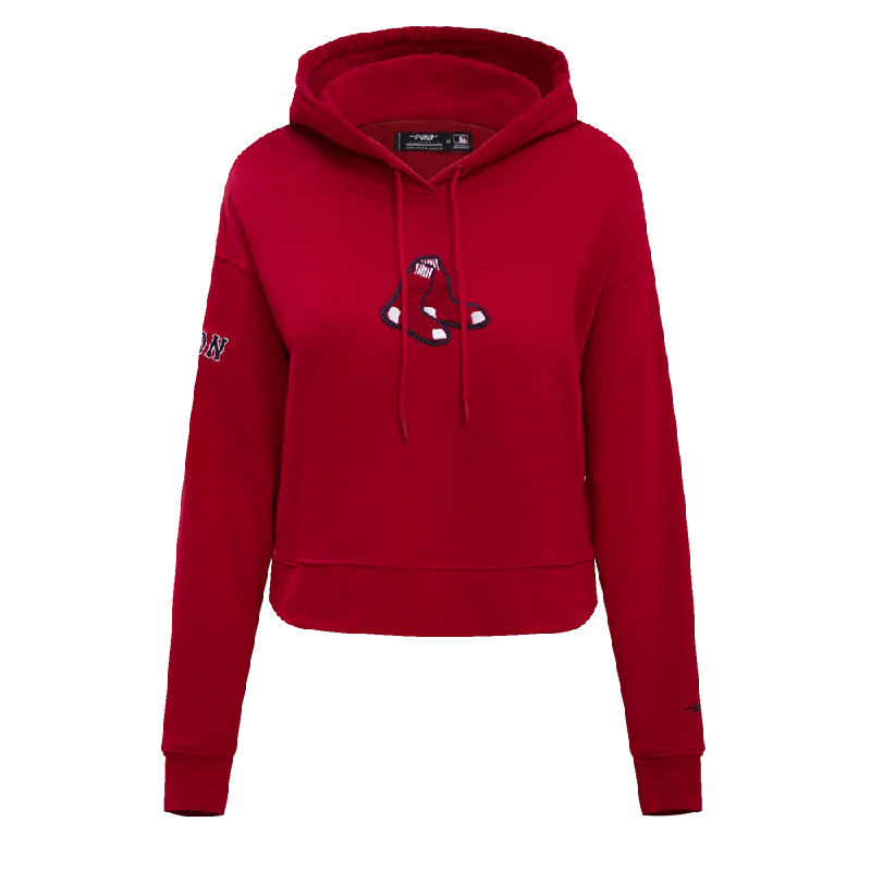 MLB BOSTON RED SOX CLASSIC WOMEN'S CROPPED PO HOODIE (RED)