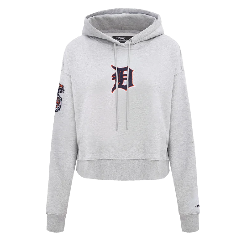 MLB DETROIT TIGERS CLASSIC WOMEN'S CROPPED PO HOODIE (HEATHER GREY)