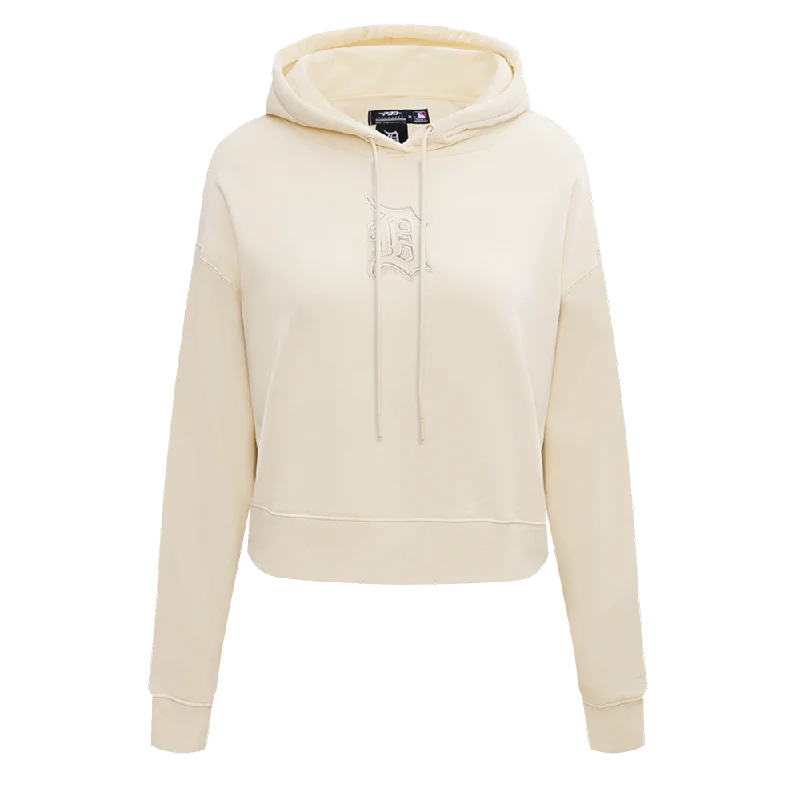 MLB DETROIT TIGERS NEUTRAL CROPPED WOMEN'S PO HOODIE (EGGSHELL)