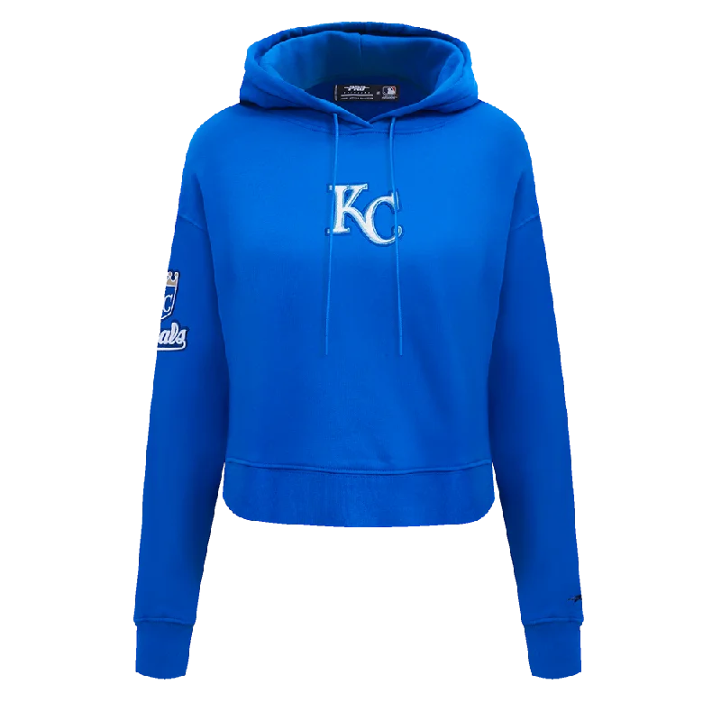 MLB KANSAS CITY ROYALS CLASSIC WOMEN'S CROPPED PO HOODIE (ROYAL BLUE)