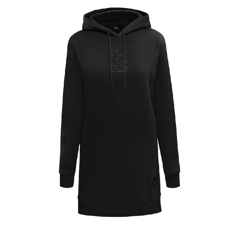 MLB LOS ANGELES DODGERS TRIPLE BLACK WOMEN'S HOODIE DRESS (TRIPLE BLACK)