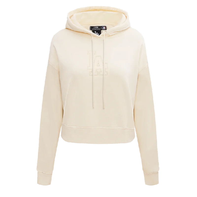 MLB LOS ANGELES DODGERS NEUTRAL WOMEN'S CROPPED PO HOODIE (EGGSHELL)