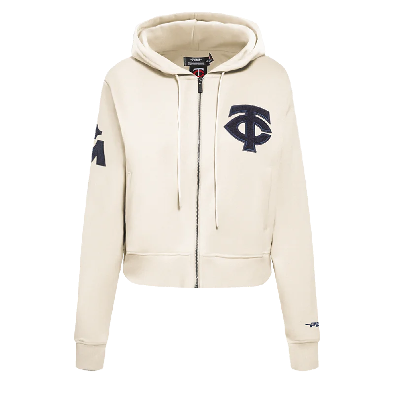 MLB MINNESOTA TWINS TRIPLE TONAL WOMEN'S DK FZ HOODIE (EGGSHELL)