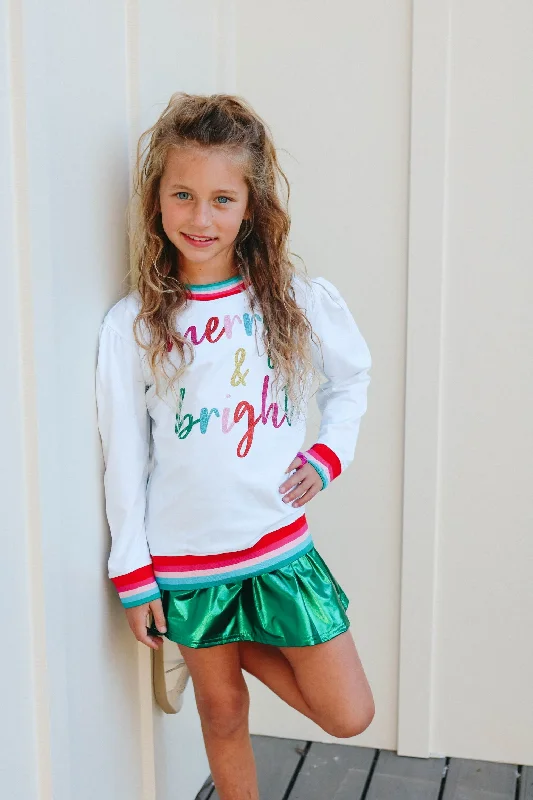 Azarhia Holly Sweatshirt Glitter Merry & Bright Christmas