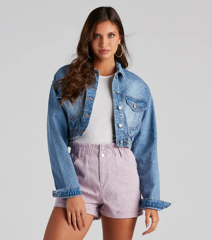 Go With It Cropped Denim Jacket