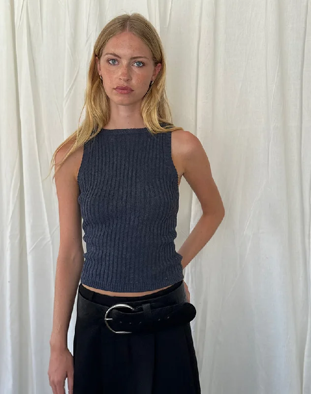 Jiselle Knitted Tank Top in Dark Charcoal