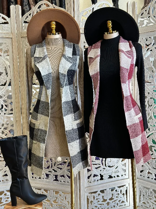 Plaid Pattern Blazer Vest