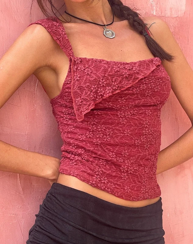 Sambu Lace Cami Top in Red