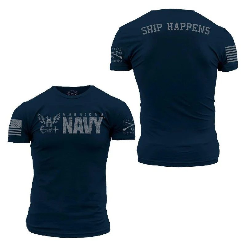 USN - Ship Happens 2.0 T-Shirt - Navy