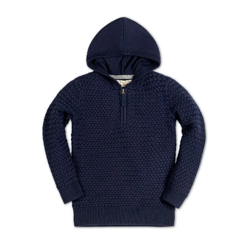 Hooded Half Zip Organic Sweater - Baby