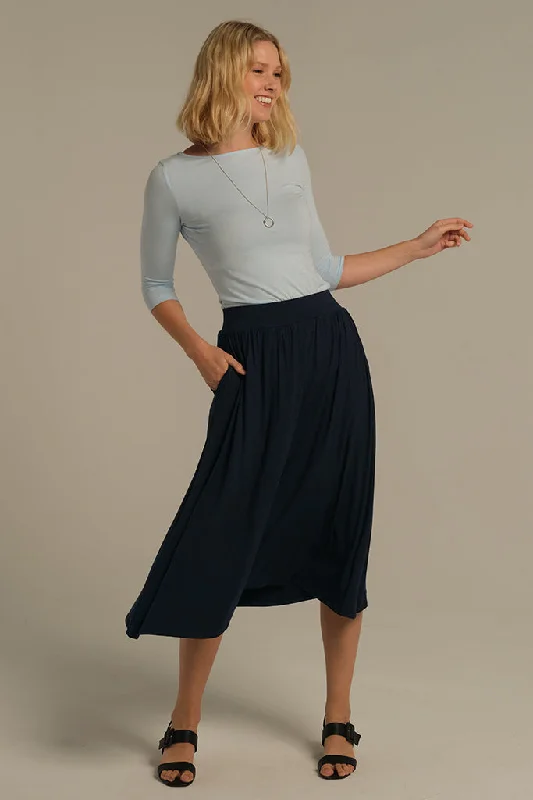 Bamboo Midi Skirt - Dark Navy