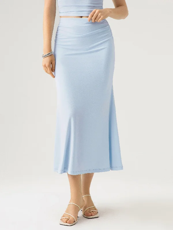 Ruched Side Mermaid Maxi Skirt