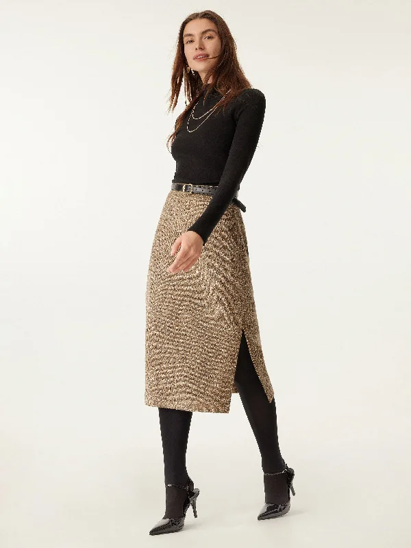 High Waisted Two Side Split Midi Skirt