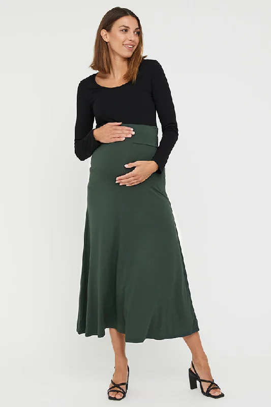 Lana Long Maternity Skirt - Forest