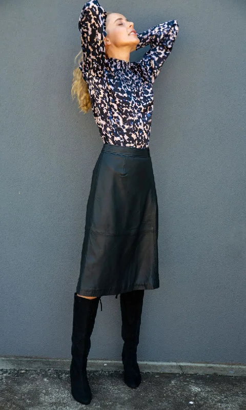 Hoss Caven Leather Skirt - Black