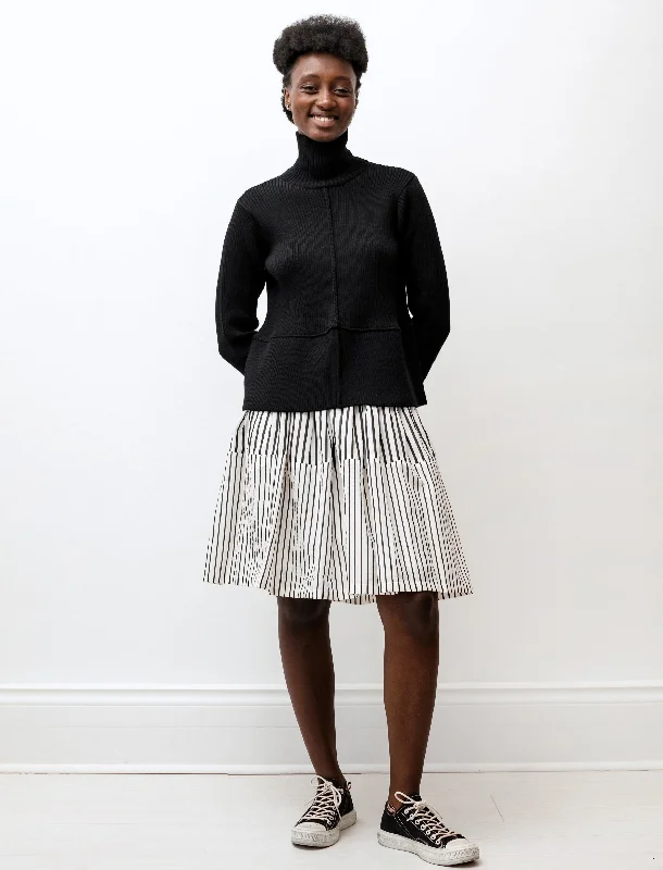 Gathered Skirt Double Stripe Print