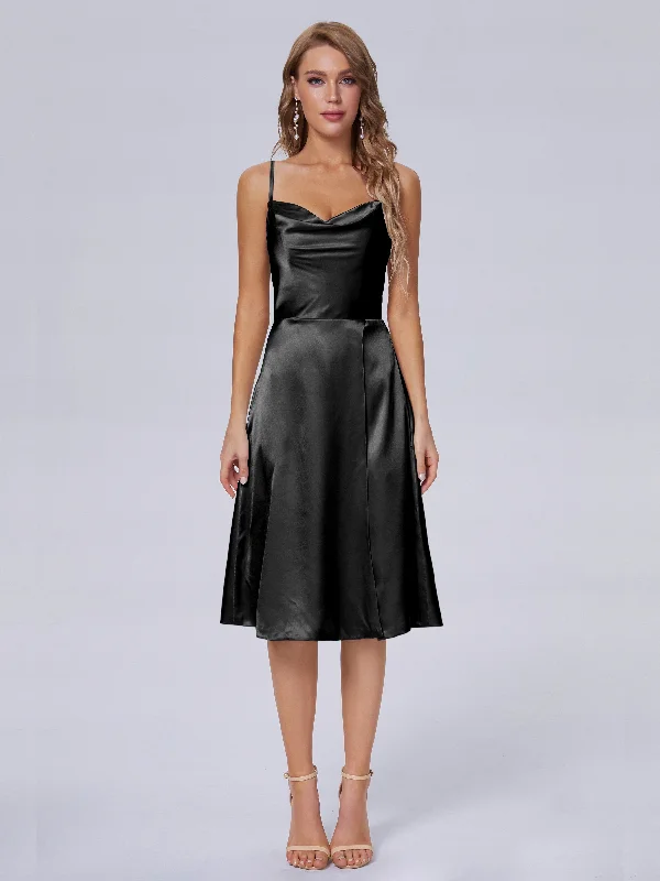 Marley Elegant Split Short Soft Satin Bridesmaid Dresses