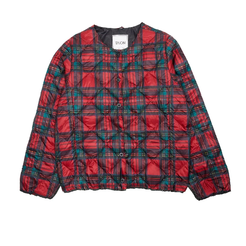 Antiquités Padded Down Jacket in Red Tartan