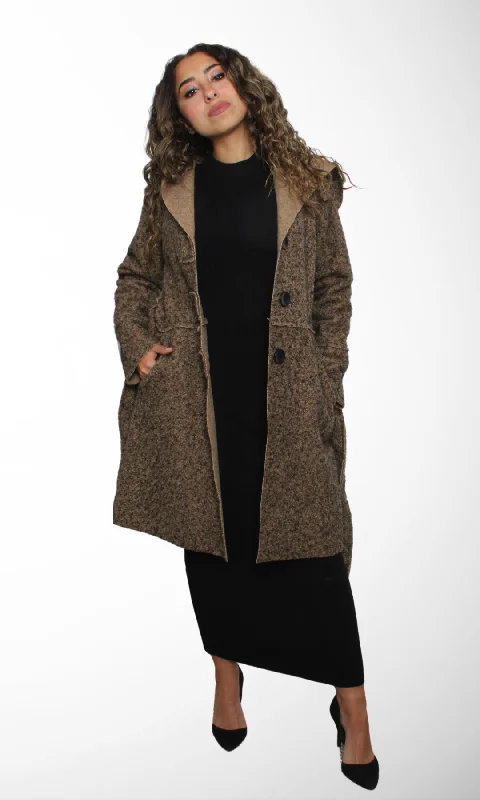 Women Belted Coat (Black & Brown)