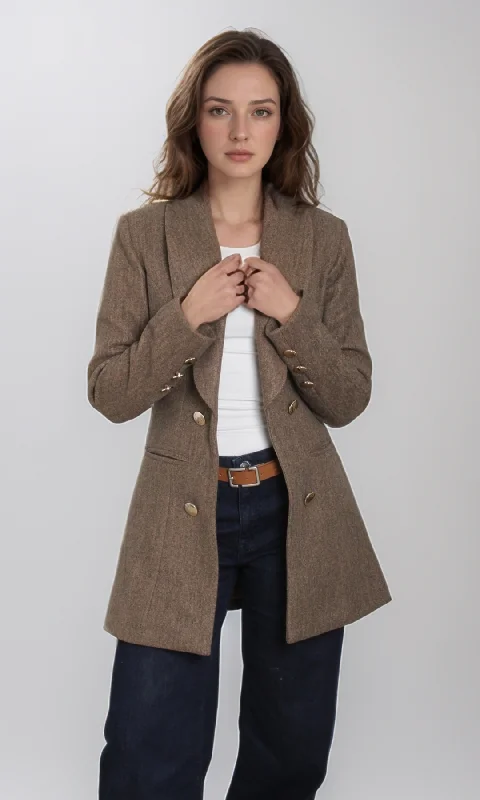 Women Elegant Overcoat (Brown)