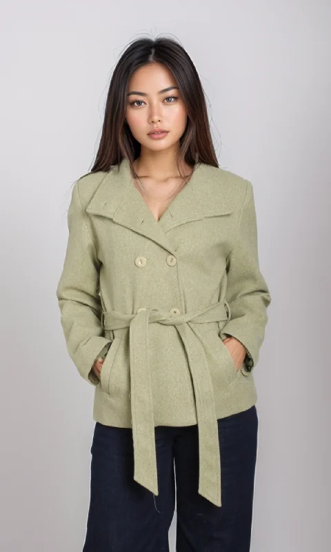 Women Stand Collar Jacket (Green)