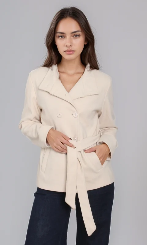 Women Stand Collar Jacket (Off White)