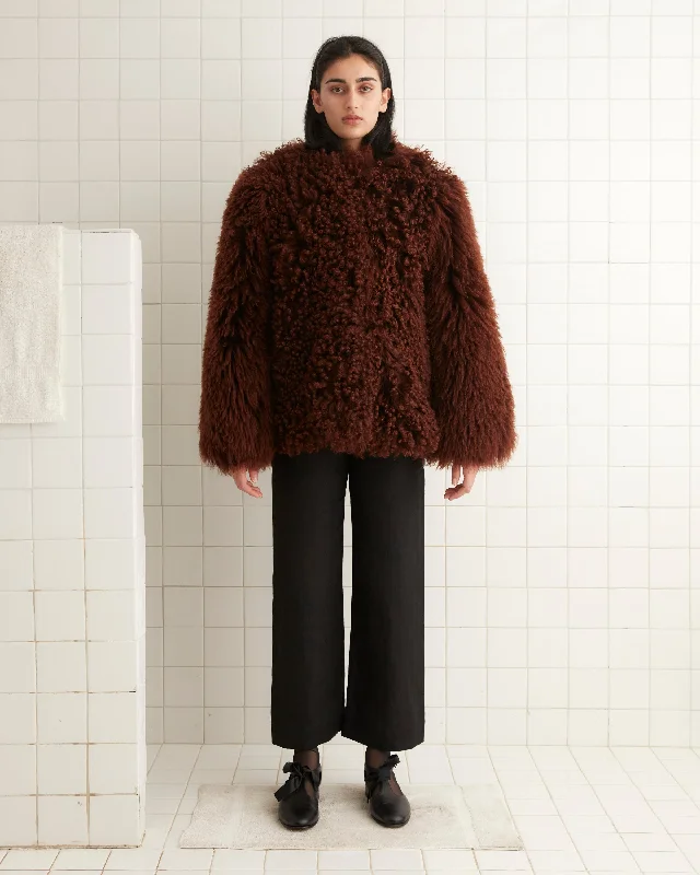 Crane Shag Shearling Coat - Brown